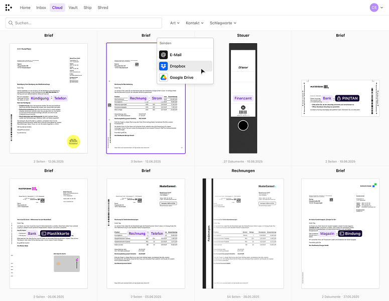 Dropscan Web-Applikation Screenshot