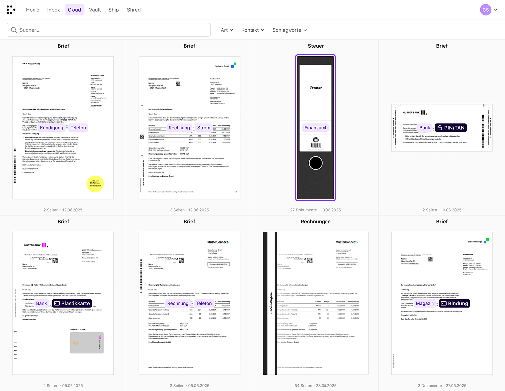 Dropscan Web-Applikation Screenshot