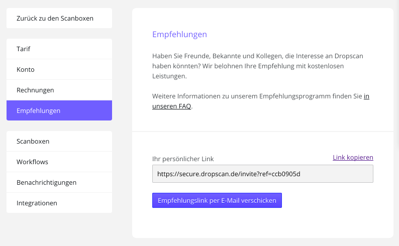 Dropscan - Empfehlungsprogramm