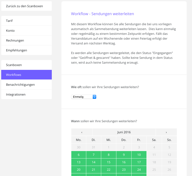 Workflow - Sendungen automatisch weiterleiten